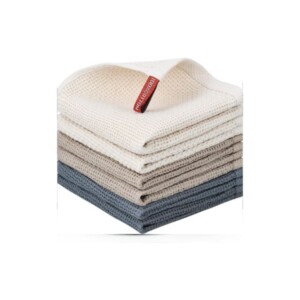 Quick absorbing light blue and cream color dish towels.