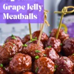 Juicy meatballs cooked in the slow cooker in a large white bowl.