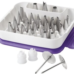 Case with frosting tips with other pieces needed to frost.