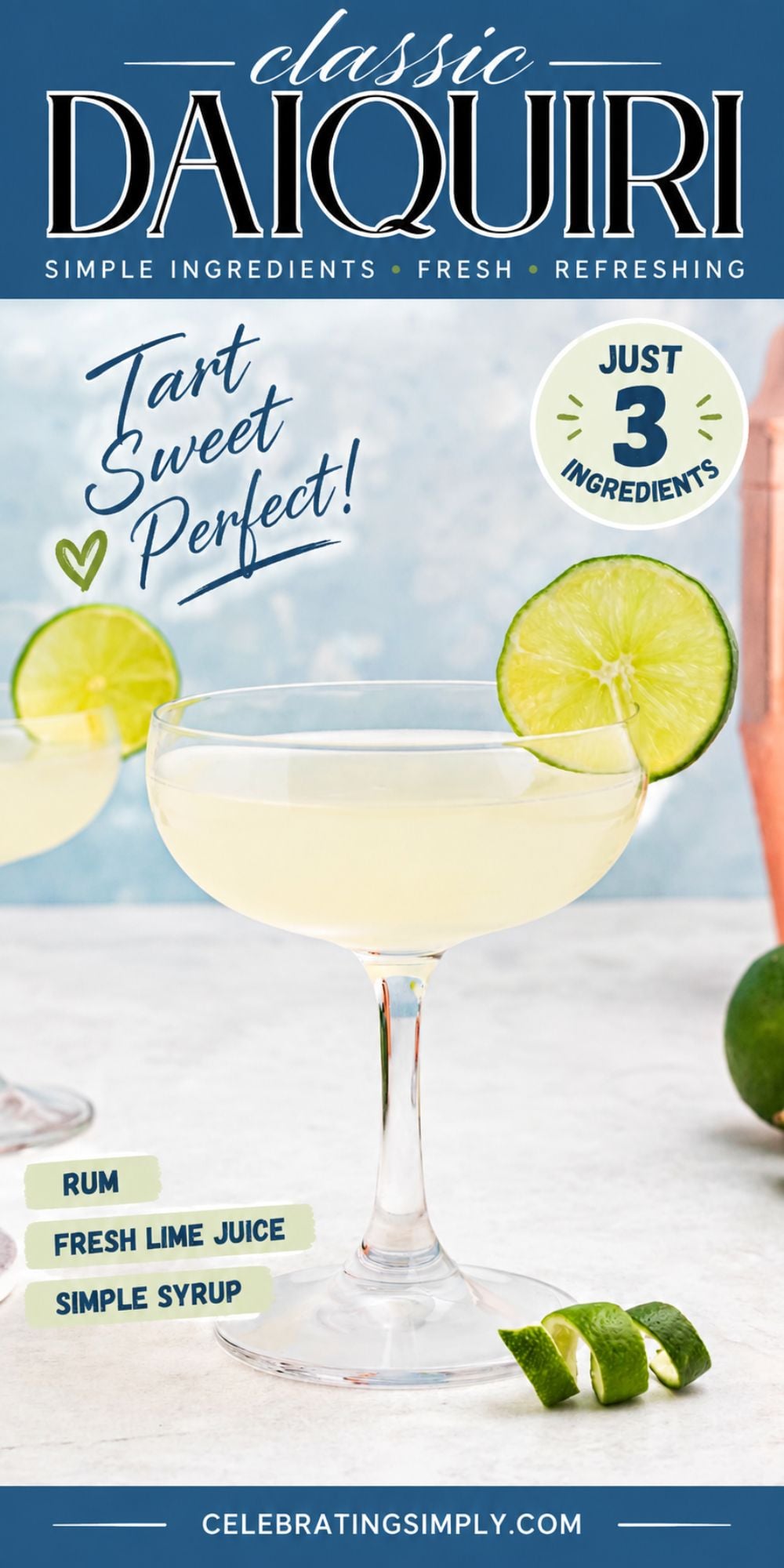 Cocktail glass filled with lime juice and alcohol mixture.