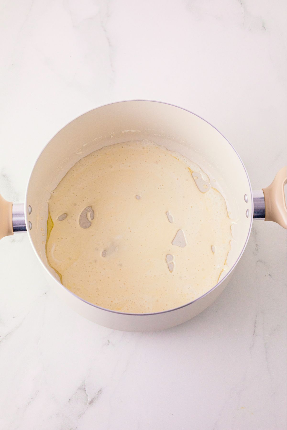 Melted marshmallows and butter in a large saucepan. 